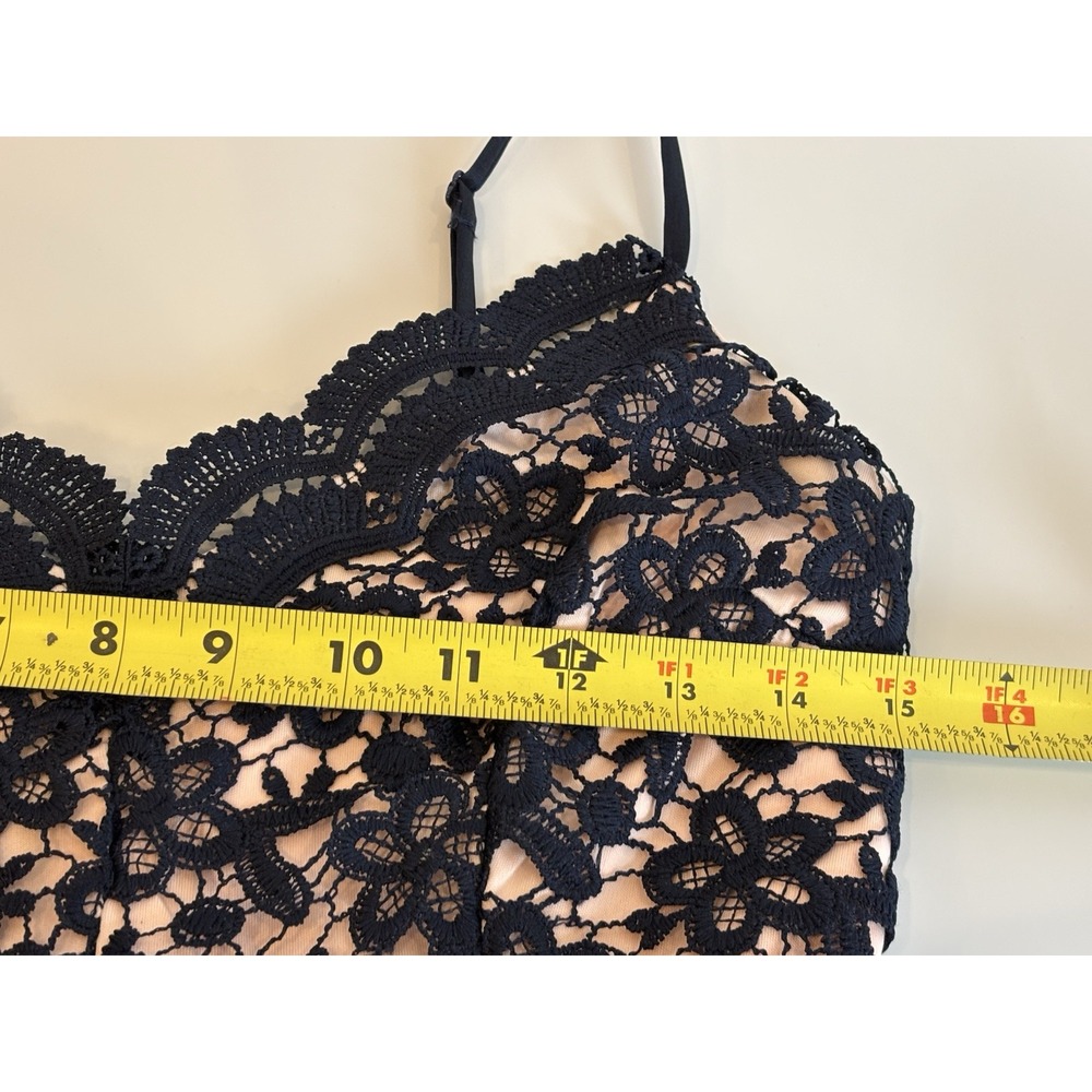 B‎ Darlin Juniors Formal Babydoll Hi Low Mini Dress 5/6 Navy Pink Lace Y2K Grad - Picture 9 of 11